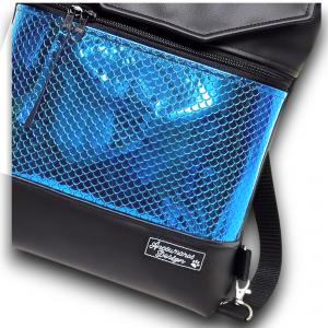 Metál kék sellőmintás Fedélrészes 3in1 hátizsák univerzális táska