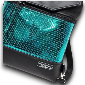 Metál zöld sellőmintás Fedélrészes 3in1 hátizsák univerzális táska