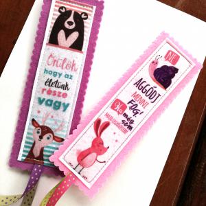 Motívációs filc könyvjelző szett gyerekeknek (2darab) lányoknak lila-rózsaszín őzike kisegér
