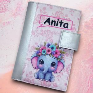 Névre szóló neves Egészségügyi kiskönyv borító - Kiselefánt ezüst alapon