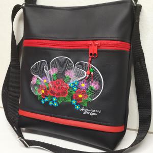 Női 26x30 crossbody oldaltáska - Hímzett Fantasy Flower 003