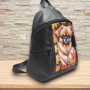 Palotapincsi kutyás MAXIM BackPack L hátizsák textilbőr pántokkal 36x30x16