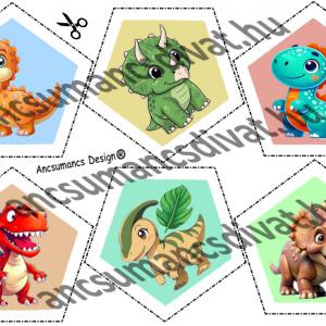 Pentagon Ball Babalabda készítő digitális nyomtatású sablon - Dínók01