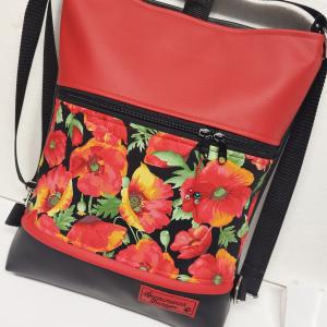 Pipacsok 3in1 hátizsák pakolós rohangálós táska fekete-piros