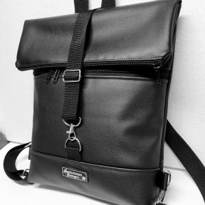 Roll Up Maxi dupla pántos hátizsák sok zsebbel - Elegáns full fekete