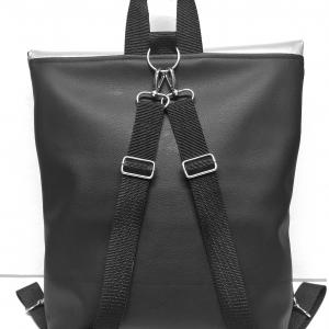 Roll Up Maxi dupla pántos hátizsák sok zsebbel - Fekete ezüst csipke mintával