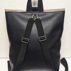 Roll Up Maxi dupla pántos hátizsák sok zsebbel - Fekete gyöngyházpúder folk virágokkal