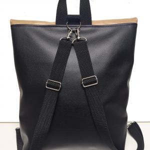 Roll Up Maxi dupla pántos hátizsák sok zsebbel - Kávészünet fekete és csillagosbronz alapon