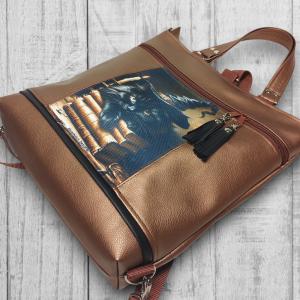 Roxfort cicája 4in1 nagy csini nagypaneles kis kézifüles univerzális táska hátizsák Bronzbarna