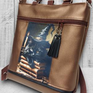 Roxfort cicája 4in1 nagy csini nagypaneles kis kézifüles univerzális táska hátizsák Bronzbarna