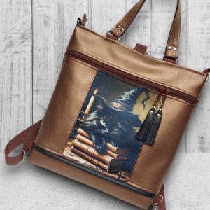 Roxfort cicája 4in1 nagy csini nagypaneles kis kézifüles univerzális táska hátizsák Bronzbarna