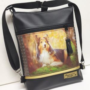 Skót juhász kutya 3in1 hátizsák univerzális táska fekete fonott platina