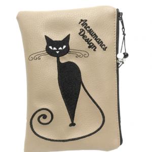 Szettben olcsóbb! Hímzett cicás tappancsos 4in1 hátizsák szett univerzális táska neszivel fekete-drapp