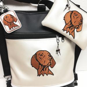 Szettben olcsóbban! Hímzett magyar vizsla kutyus 3in1 szett-táska-pénztárca-kulcstartó