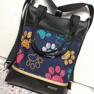 Színes tappancsos 4in1 textilbőr-cordura hátizsák univerzális táska