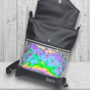 Szivárvány lézerhologramos Fedélrészes 3in1 hátizsák univerzális táska