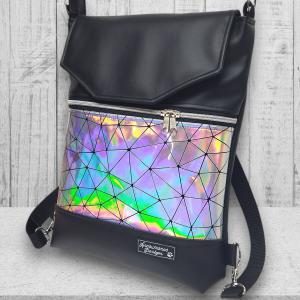 Szivárvány lézerhologramos Fedélrészes 3in1 hátizsák univerzális táska