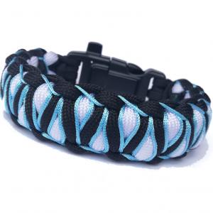 Taktikai túlélő paracord karkötő 3 funkciós csattal DRAGON EYE fekete-fehér-kék(csuklóméret 19cm)