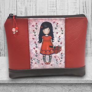 Tulipános gorjuss 01 - Nagyméretű nyomtatott panellal díszített vízálló talpas textilbőr neszesszer