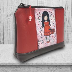 Tulipános gorjuss 01 - Nagyméretű nyomtatott panellal díszített vízálló talpas textilbőr neszesszer