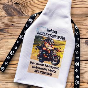 Üveg köpeny boros és pezsgős üvegre Motoros születésnapos