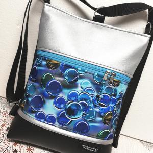 Üveggolyók 3in1 hátizsák univerzális táska fekete ezüst