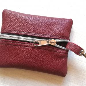 Valódi bőr kulcscsomótartó aprótartó pasztellbordó virággal