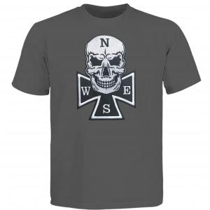 Vasalható varrható hímzett nagy felvarró Koponya vaskereszt égtájakkal hátfelvarró motorosfelvarró 21x15cm