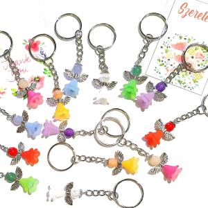 Védelmező angyal kulcstartó kabala lila Achát ásvánnyal ajándékcsomagolásban