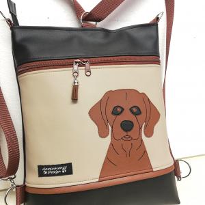 Vizsla kutya 3in1 textilbőr hátizsák univerzális táska applikált mintával