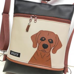 Vizsla kutya 3in1 textilbőr hátizsák univerzális táska applikált mintával