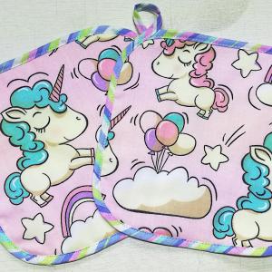 Zero Waste textil konyhai törlő akasztóval  unikornis