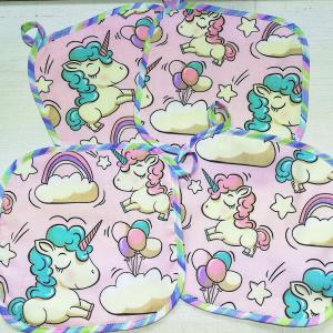 Zero Waste textil konyhai törlő akasztóval  unikornis