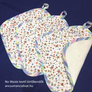 Zero Waste textil konyhai törlők akasztóval apró virágok