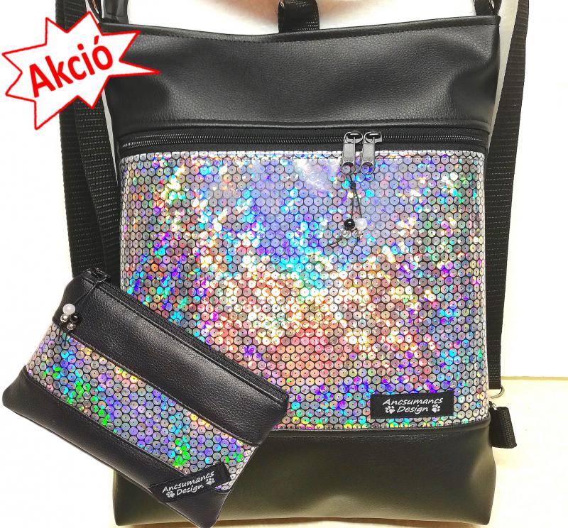 Flitter hologramos 3in1 hátizsák univerzális táska + neszi szett