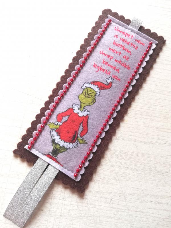 GRINCS - karácsonyi kézműves filc könyvjelző