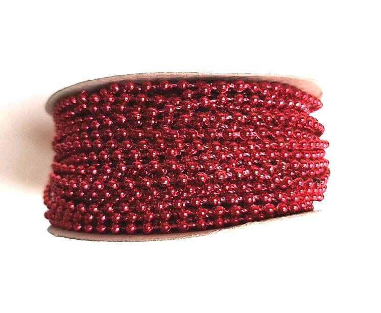 Gyöngyfüzér 3 mm-es 30méter tekercsen piros