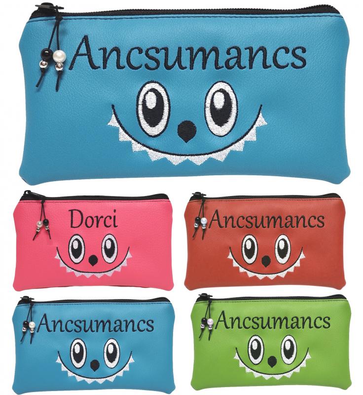 Hímzett Labubu vigyor tolltartó névreszóló neszi pénztárca választható színben