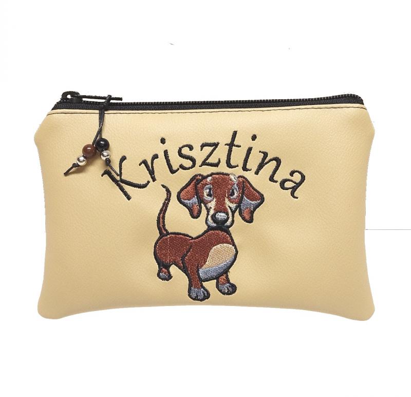 Hímzett névreszóló neves pénztárca Tacskó kutyus
