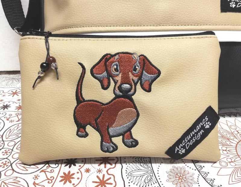 Hímzett tacskó kutya piperetartó neszeszer pénztárca