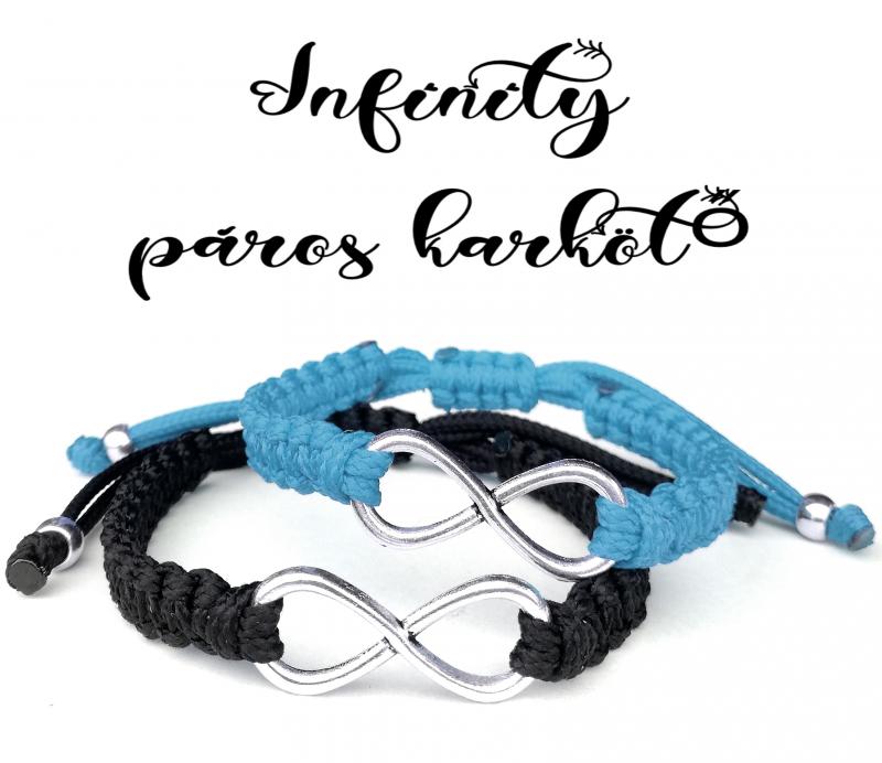 INFINITY BLACK-BLUE  végtelen kabala makramé páros karkötő szett