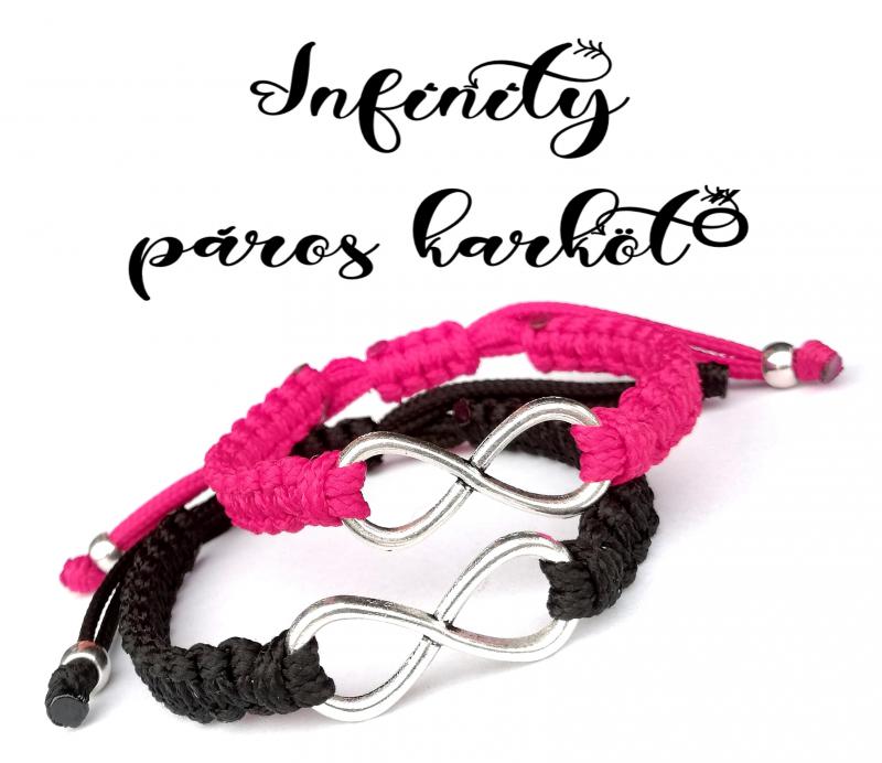 INFINITY BLACK-PINK  végtelen kabala makramé páros karkötő szett