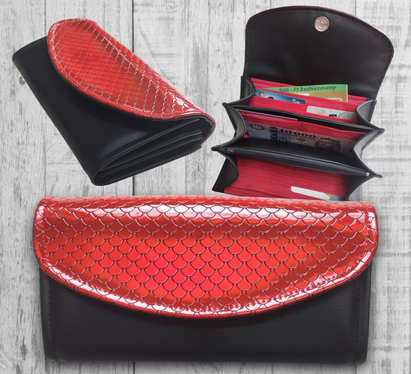 Irattartó nagy pénztárca Fekete - Piros mermaid hologram