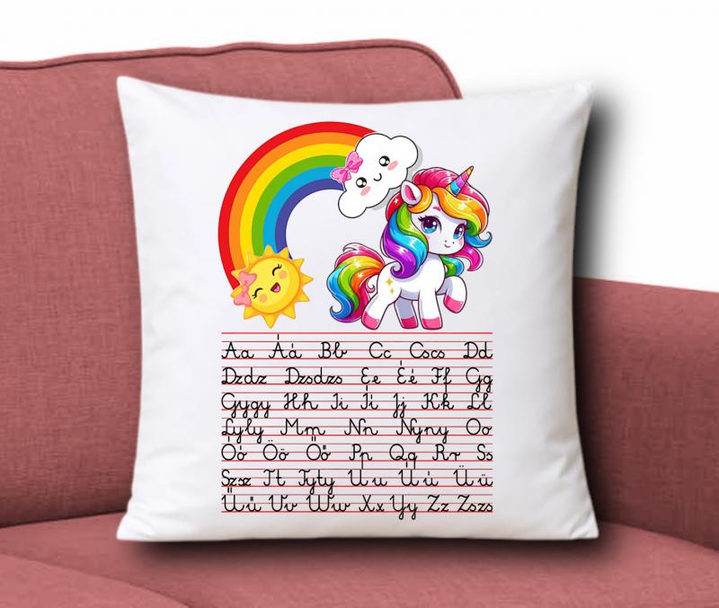 Játékos tanulás ABC mintás  Díszpárna 35x35cm - Unikornis001