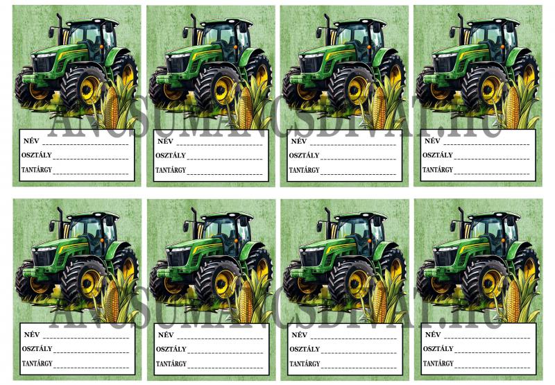 Kézműves füzetcimke 8darab/szett Traktor 01