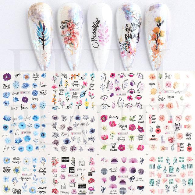 Körömépítés - Körömdíszítő matrica 12darab/szett BN2053-BN2064 virágok