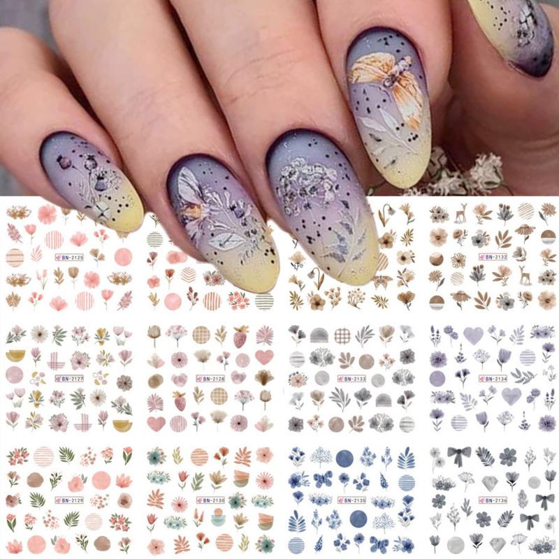 Körömépítés - Körömdíszítő matrica 12darab/szett BN2125-BN2136 virágok