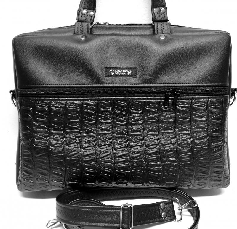 Laptop táska Irattartó táska fekete 3D feketével Férfiaknak is!