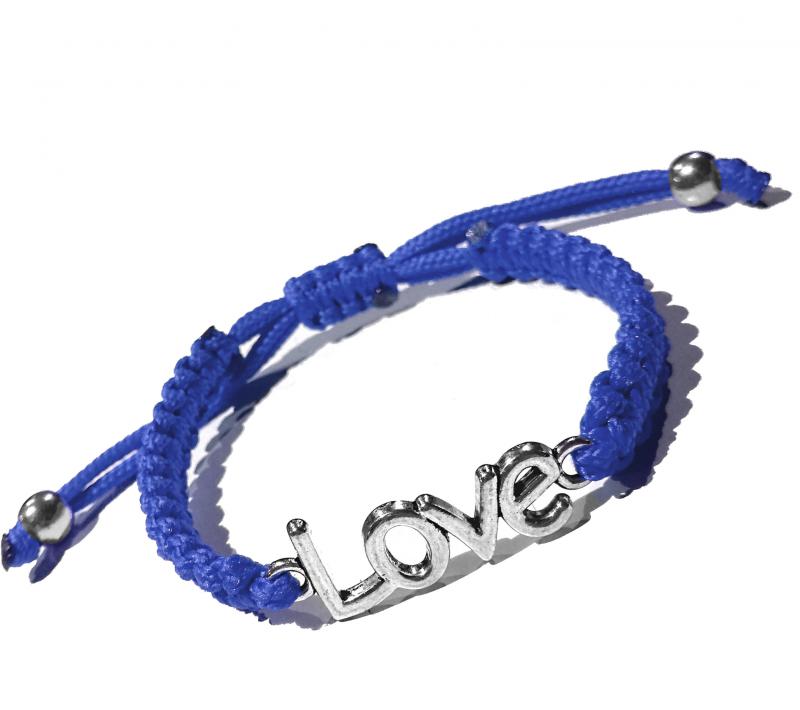 LOVE feltöltődés királykék kabala makramé karkötő