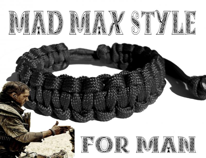 MAD MAX STYLE Cobra férfi paracord karkötő BLACK